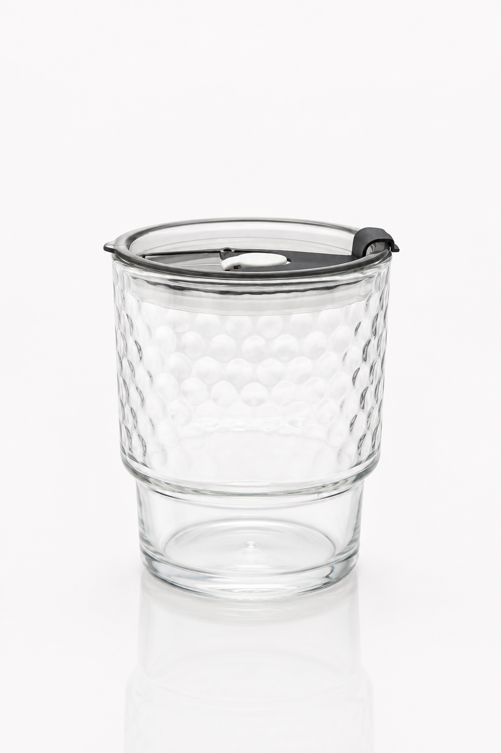 Honeycomb Glass Tumbler with Plastic Flip-Sip Lid